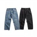 Relaxed Jeans Day Fashion Solid Color Embroidered Straight Leg Label Men's Pants 