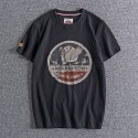 Washed Brushed Skull Print Foreign Trade Retro Round Neck Short Sleeve T-shirt Men's Half Sleeve T Shirt 