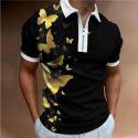 Autumn New Men's POLO Shirt Men's Casual Short Sleeve Polo T-shirt 3D Print Short Sleeve Zipper POLO 