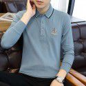 Cotton Dad Long Sleeve T-shirt Men's Autumn Loose Casual Bottom Shirt Middle-aged Polo Shirt Autumn Clothing 