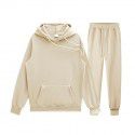 Men's pullover sweater set manufacturer polyester plush sweater hoodie+two-piece set of trousers 