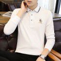 Cotton Dad Long Sleeve T-shirt Men's Autumn Loose Casual Bottom Shirt Middle-aged Polo Shirt Autumn Clothing 