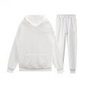 Men's pullover sweater set manufacturer polyester plush sweater hoodie+two-piece set of trousers 