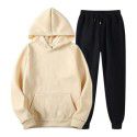 Spring and Autumn Men's Casual Solid Hooded Sportswear Couple Set Slim Fit Fashion Set 