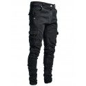 New style jeans Men's side pockets Small leg skinny jeans 