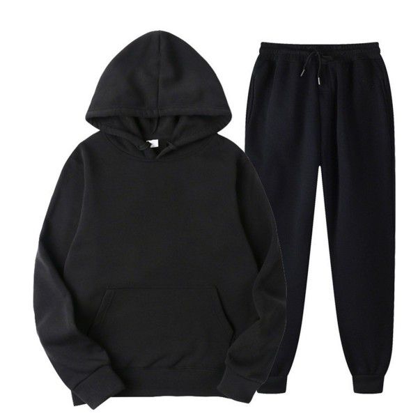 Spring and Autumn Men's Casual Solid Hooded Sportswear Couple Set Slim Fit Fashion Set 