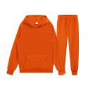 Men's pullover sweater set manufacturer polyester plush sweater hoodie+two-piece set of trousers 