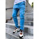 Spring and Autumn Work Wear Pants Men's Fashion Brand Elastic Multi Pocket Reflective Straight Sleeve Sports Fitness Casual Pants 