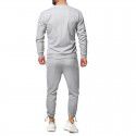 New men's solid color long-sleeved sports sweater suit men's casual round neck two-piece set 