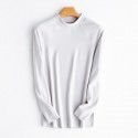 Half High Collar Open Shoulder Top Fashion Stretch Casual Bottom Shirt Long Sleeve Men's T-Shirt 