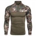 Men's Military Field Outdoor Fitness Basecoat Men's Camouflage Long Sleeve Zip Pocket T-shirt 