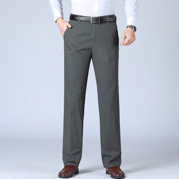 Men's Business Casual Pants Spring and Autumn New Korean Fashion Straight Leg Pants Medium Waist Casual Men's Cotton Pants 