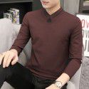 Modal men's long-sleeved t-shirt autumn and winter new slimming trend warm plush v-neck clothes bottoming shirt men 