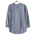 Linen men's T-shirt Loose casual 9/4 long sleeved cotton linen clothes Spring summer vintage shirt top 