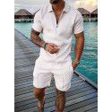 European and American men's new supply casual color contrast POLO zippered polo short sleeve suit 