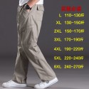 New Men's Water Wash Casual Pants Multi Pocket Fat Work Wear Pants Cotton Loose Large Elastic Waist Fat Guy Pants 