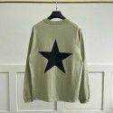 Double thread five-pointed star trend loose high street men and women lovers long sleeve T-shirt men 