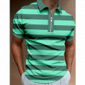 Autumn New Men's POLO Shirt Men's Casual Short Sleeve Polo T-shirt 3D Print Short Sleeve Zipper POLO 