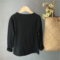 Boys' and girls' long-sleeved T-shirts for spring wear New style children's solid color underlay Trendy knit 