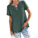 Spring and Summer New Top V-neck Short Sleeve Pocket Loose T-shirt Women 