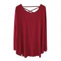 Modal sexy backless long-sleeved T-shirt women's loose large Korean autumn dress solid color draping lazy dance dress 