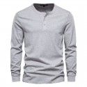 Autumn New Men's Casual Henry Round Neck Long Sleeve T-shirt Men's Slim Fit Sports Bottom Shirt Top 