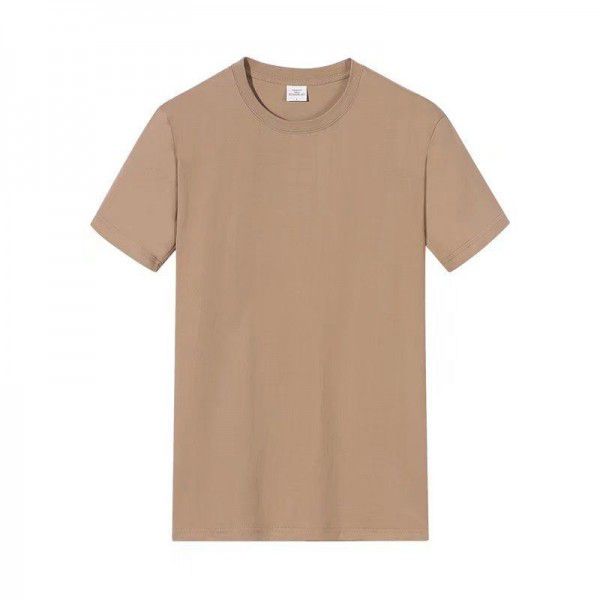 High Quality Cotton Short Sleeve T-shirt Men's Summer Thick Fashion Solid Color Versatile Round Neck Japanese Casual Top 