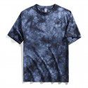 Men's tie dyed t-shirt, shoulder length, pure cotton, loose sleeved, European and American men's heavy duty t-shirt, round neck, trendy brand top