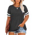 New Women's Plus Size Top Summer V-neck Raglan Sleeve T-shirt Pocket Style