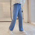 Girls' Denim Wide Leg Pants Spring and Autumn Outwear Fashionable New Medium and Large Children's Loose Pants Children's Pants 