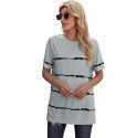 Shi Ying Short Sleeve T-shirt for Women Summer New Stripe Pattern Cross border Women's Loose Round Neck Top for Women