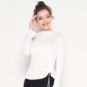 Spring New Silk Underlay Women's Long Sleeve T-shirt Silk Drawstring Slim Fit Medium High Neck Top 