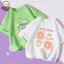 Girls' Short Sleeve T-shirt Summer Cartoon Print Cotton Half Sleeve T-shirt Medium and Big Kids 