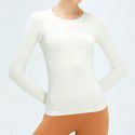 Fitness Top Women's Long Sleeve Seamless Elastic Knitted Sports T-shirt Solid Round Neck Lulu Yoga Suit 