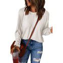 Shi Ying Red Patchwork Long Sleeve Top for Women Amazon Cross border Casual Versatile Underlay T-shirt