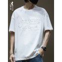 Black Short Sleeve T-shirt Men's Cotton Loose Large Men's Wear Men's Steel Print Boys' Top 