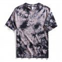 Men's tie dyed t-shirt, shoulder length, pure cotton, loose sleeved, European and American men's heavy duty t-shirt, round neck, trendy brand top