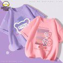 Girls' Short Sleeve T-shirt Summer Cartoon Print Cotton Half Sleeve T-shirt Medium and Big Kids 