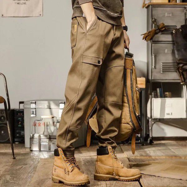 Chaopai Japanese vintage casual work pants Men's oversized loose leggings Harun pants Classic khaki pants 