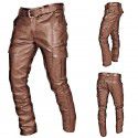 Men's Pocket Punk Vintage Gothic Leather Pants PU Strap Casual Leather Pants 