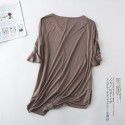 Spring and summer new Modal bat sleeve medium sleeve t-shirt women's casual Korean V-neck solid color large half sleeve bottom shirt 