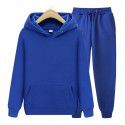 Men's sports hooded solid color pullover sweater set two-piece hoodie and sweatshirt and sweatpants 