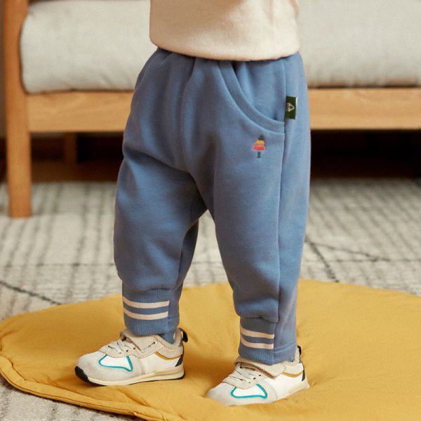 Boys' flannelette pants Winter new style men's and women's children's pants Plush thermal insulation Leisure sports thick leggings Long pants 