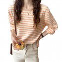 Long-sleeved striped t-shirt women's cotton loose autumn new style Korean T-shirt bottom coat women 