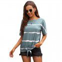 Shi Ying Short Sleeve T-shirt for Women Summer New Stripe Pattern Cross border Women's Loose Round Neck Top for Women