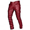 Men's Pocket Punk Vintage Gothic Leather Pants PU Strap Casual Leather Pants 