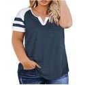 New Women's Plus Size Top Summer V-neck Raglan Sleeve T-shirt Pocket Style