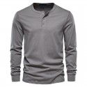 Autumn New Men's Casual Henry Round Neck Long Sleeve T-shirt Men's Slim Fit Sports Bottom Shirt Top 