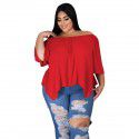 Loose Off Shoulder Top T-shirt Cool Breathable Cotton Large Medium Sleeve Comfortable Large Women's New Line 