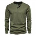 Autumn New Men's Casual Henry Round Neck Long Sleeve T-shirt Men's Slim Fit Sports Bottom Shirt Top 